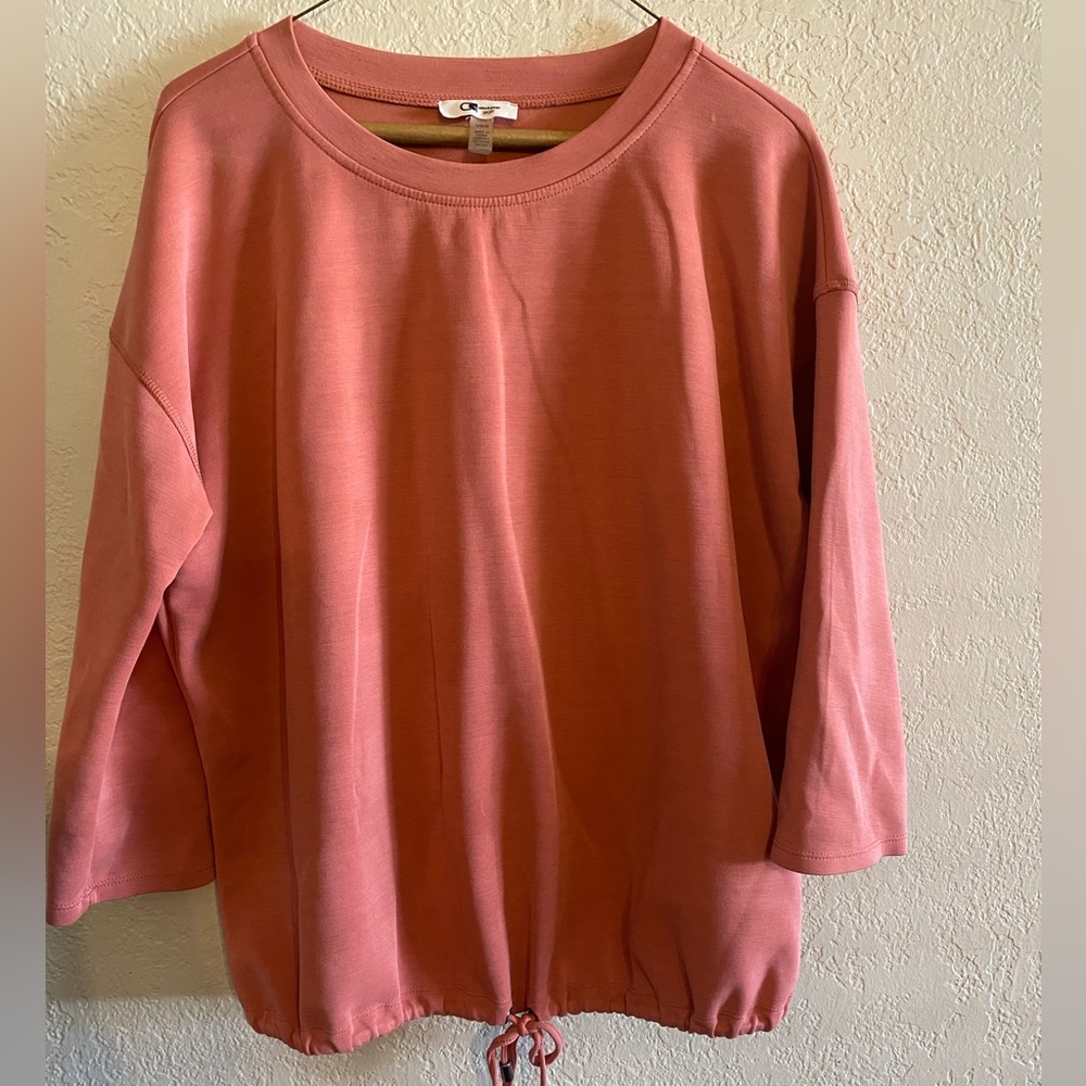 Mauve Sweatshirt with Pleated Back and Drawstring Waist
